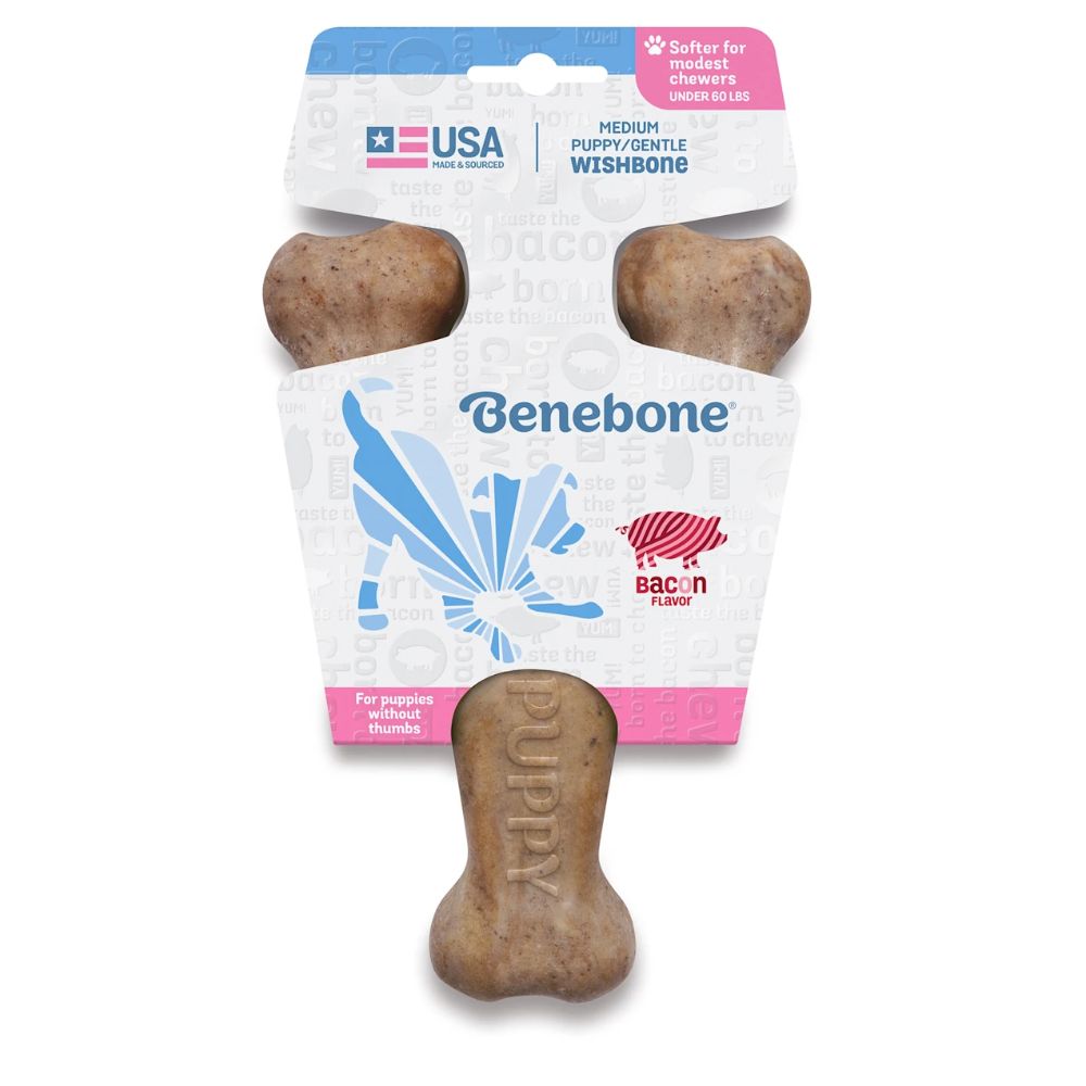 Benebone Puppy Wishbone Bacon Dog Chew Toy