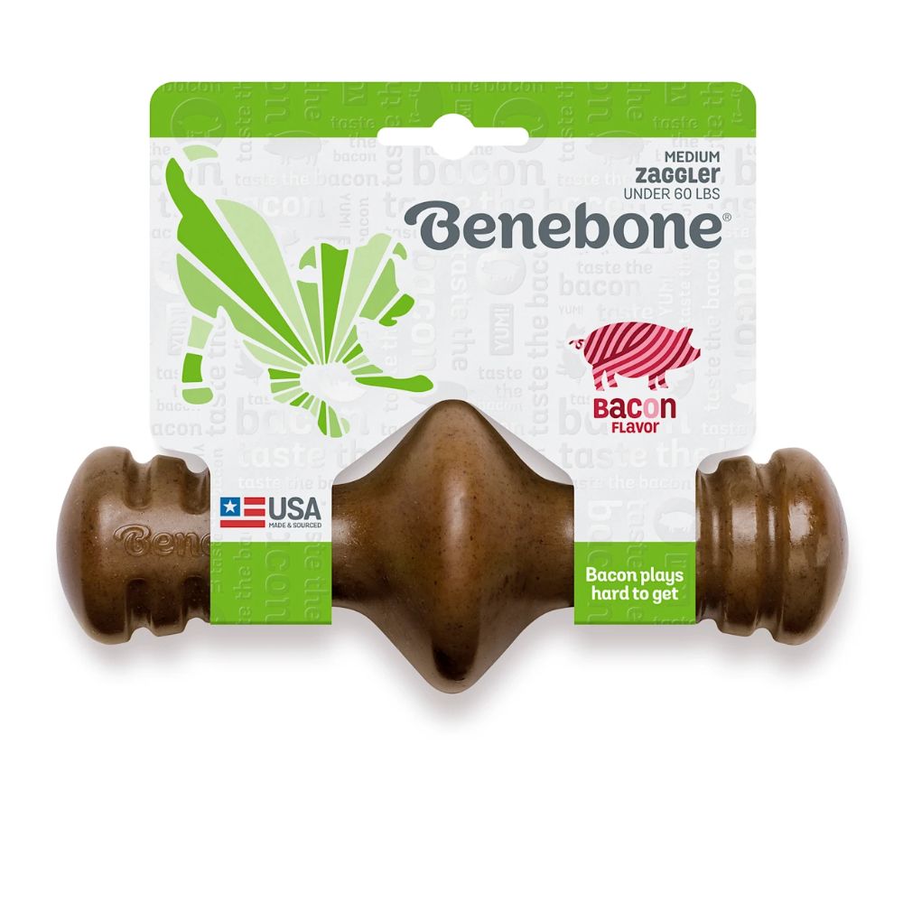 Benebone Zaggler Bacon Dog Chew Toy